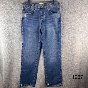 Zara Women’s Buttonfly Blue Straight-Leg High-rise Jeans Size 8 NWT